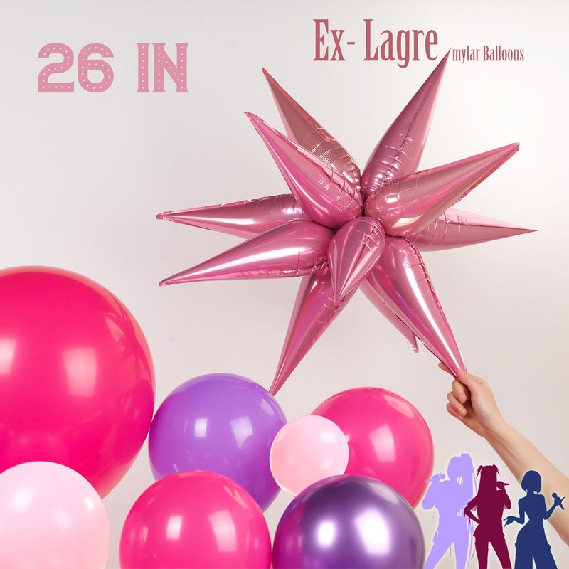 froufing K-Pop Music themed Birthday Decorations with Hot Pink Metallic Purple Balloon Garland Arch Kit & Disco Notes Star foil Balloons & Banner for Girls fans Birthday Party grad Prom Decorations - Image 5