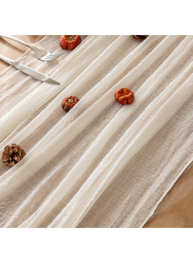 HOMESTAR Cheesecloth Table Runner,  Boho Gauze Table Decor, Translucent Tablecloth for Wedding Reception Bridal Shower Party Decoration Table Centerpiece milky white 90 x 400 cm - Image 3