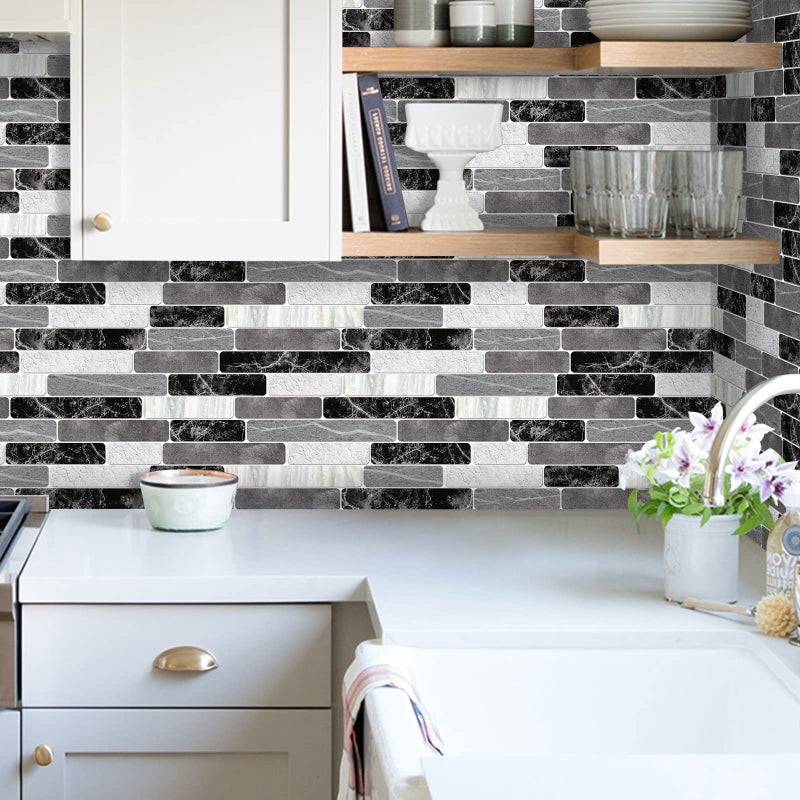 WENMER Peel and Stick Backsplash Wallpaper, Waterproof, Self Adhesive Removable Wallpaper for Kitchen Bathroom Backsplash, Tile Contact Paper for Countertop, 17.7"x 118" - Image 2