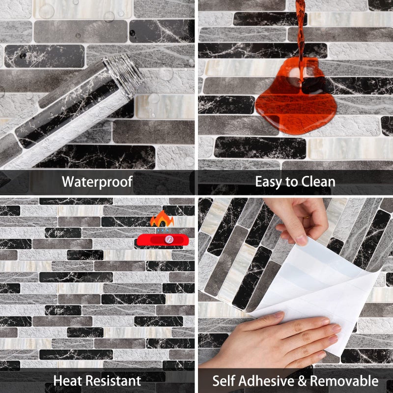 WENMER Peel and Stick Backsplash Wallpaper, Waterproof, Self Adhesive Removable Wallpaper for Kitchen Bathroom Backsplash, Tile Contact Paper for Countertop, 17.7"x 118" - Image 4