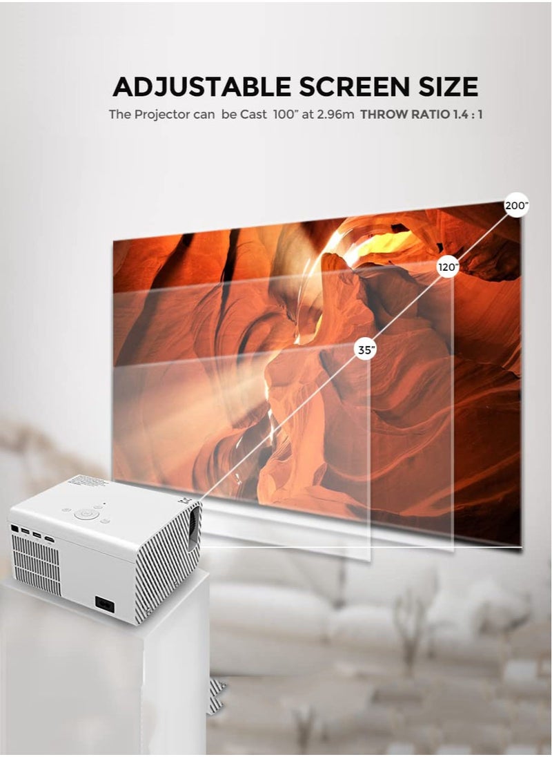 جويز عارض ضوئي يعمل بنظام أندرويد، 4K كامل الوضوح 1080P مع شاشة عارض ضوئي مقاس 120 بوصة متوافق مع HDMI، والكمبيوتر الشخصي، وشاشة تلفاز، وصندوق تلفاز، ووحدة تحكم  - Image 4