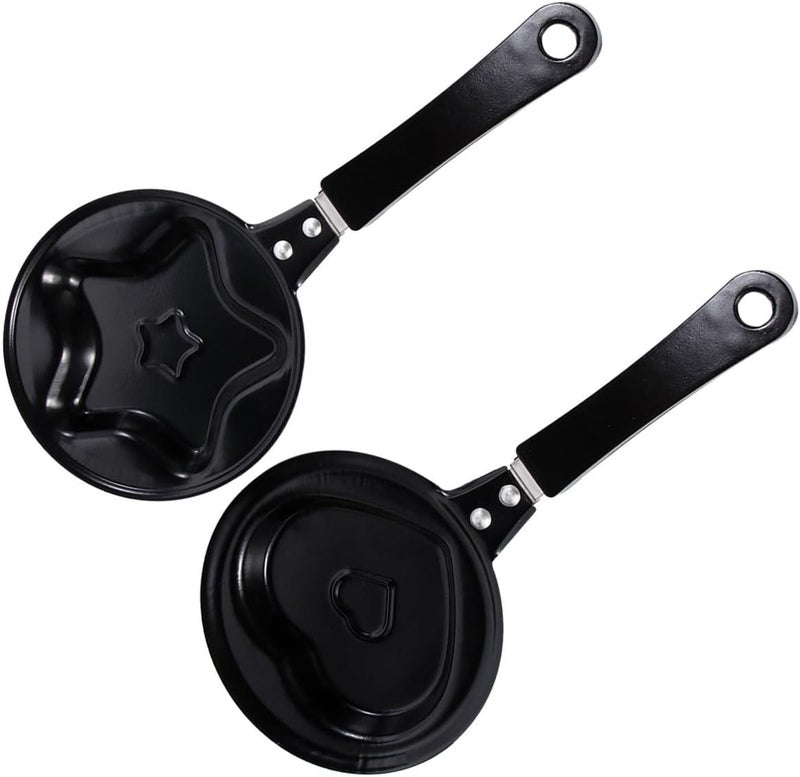 2 Pcs Mini Non-stick Omelette Pans, Heart and Star Shaped Cooking Pans for ’ Breakfast, Small Pancake and Egg Frying Skillets for Home Kitchen Use Style - Image 1