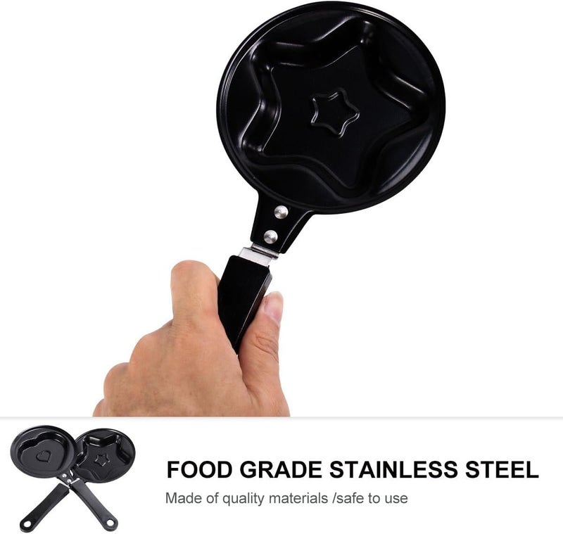 2 Pcs Mini Non-stick Omelette Pans, Heart and Star Shaped Cooking Pans for ’ Breakfast, Small Pancake and Egg Frying Skillets for Home Kitchen Use Style - Image 5
