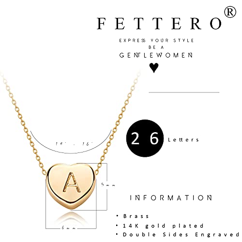 Fettero Tiny Gold Initial Heart Necklace-14K Gold Plated Handmade Dainty Personalized Letter Heart Choker Necklace For Women Necklace Jewelry - Image 4