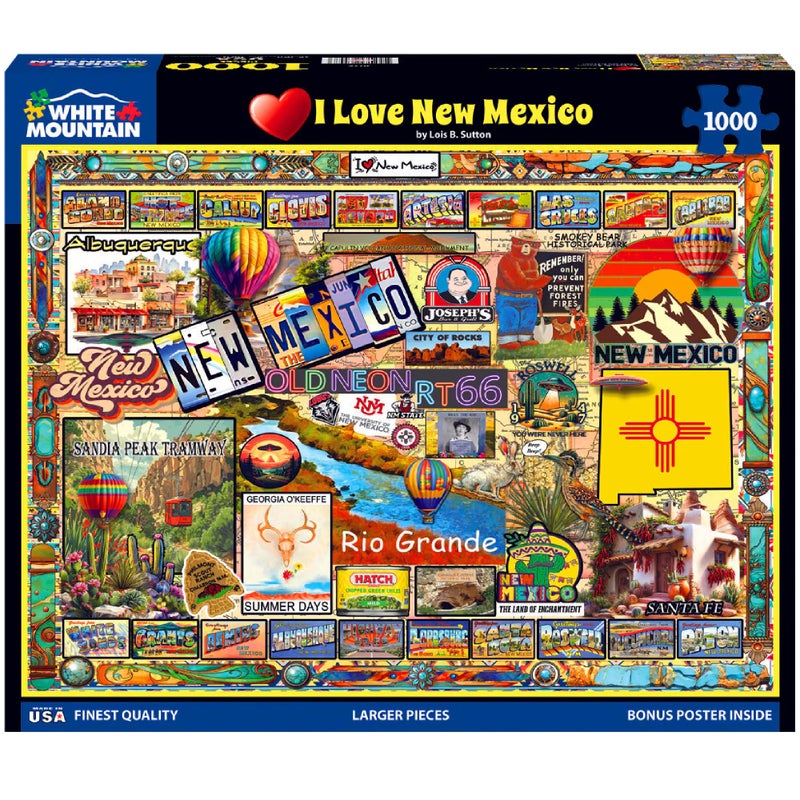 White Mountain I Love New Mexico Puzzle 1000 Piece Vintag Jigsaw Puzzles for Adults and Families - Image 3