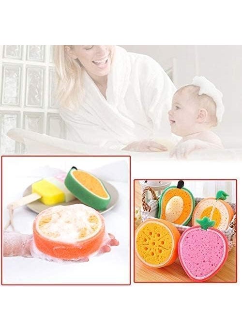 Prostuff.in Prostuffin Multipurpose Sliced Fruit Shaped Kids Babies and Adults Bath Sponge UltraSoft and Gentle Cleaning for Newborns DualSided Dishwashing  Cleaning Sponge for Kitchen Multicolor 2 Pcs  - Image 2