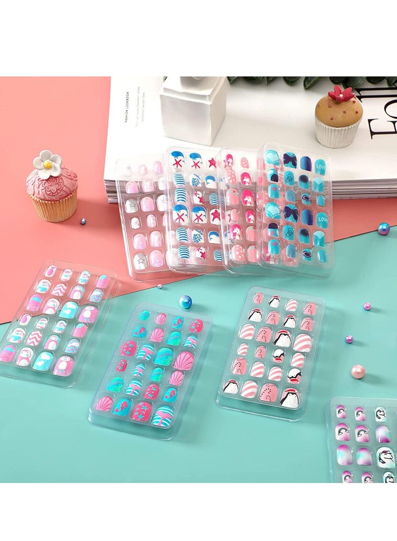Girls Press-on Nails , Cartoon Nail Stickers for Kids, 72 Pieces 6 Box Removable Patches with Adhesive Back Full Coverage Nail Stickers Girls Nail Art Decoration - Image 4