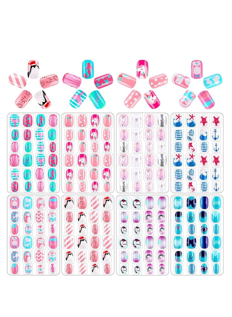 Girls Press-on Nails , Cartoon Nail Stickers for Kids, 72 Pieces 6 Box Removable Patches with Adhesive Back Full Coverage Nail Stickers Girls Nail Art Decoration - Image 5