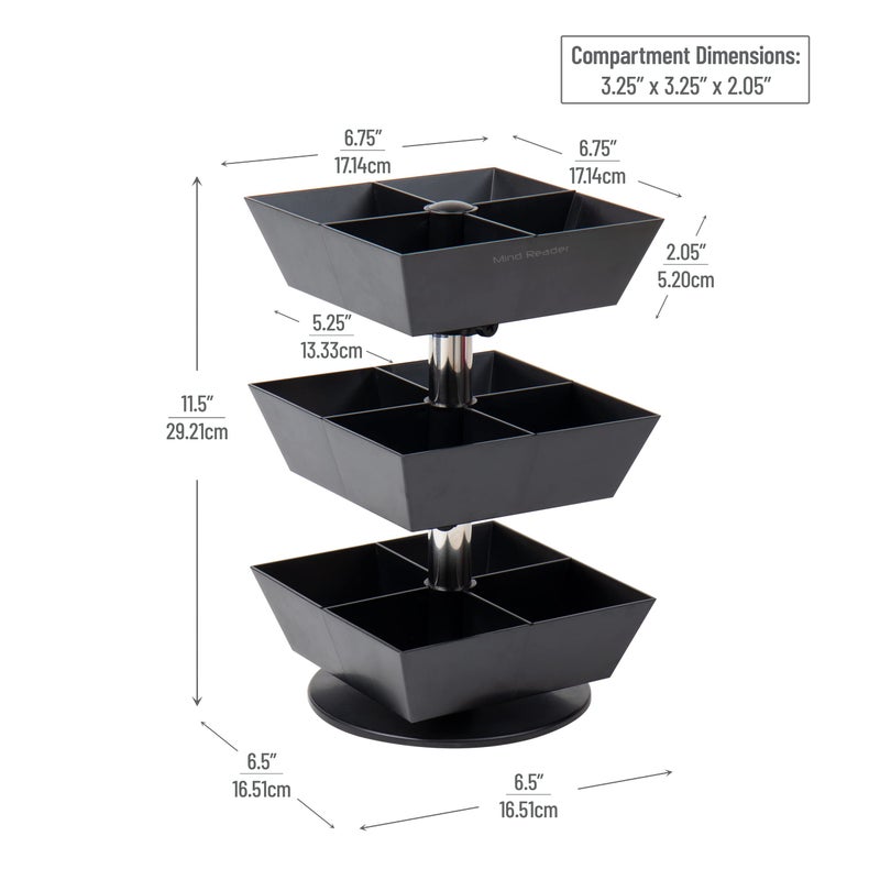 Mind Reader Tea Bag Carousel, Tea Station Organizer, Countertop Storage, Tea Stand, Kitchen, 6.75"L x 6.75"W x 11.5"H, Black - Image 3