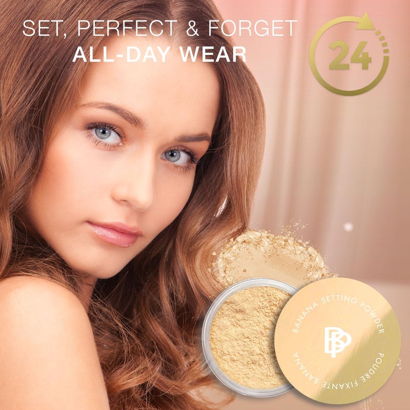 Bellapierre XL Banana Setting Powder â€“ Color-Correcting Brightening Powder, Matte Finishing Tint, Translucent Under-Eye Baking Makeup, Lightweight Talc-Free Formula - Original â€“ 1 oz - Image 2