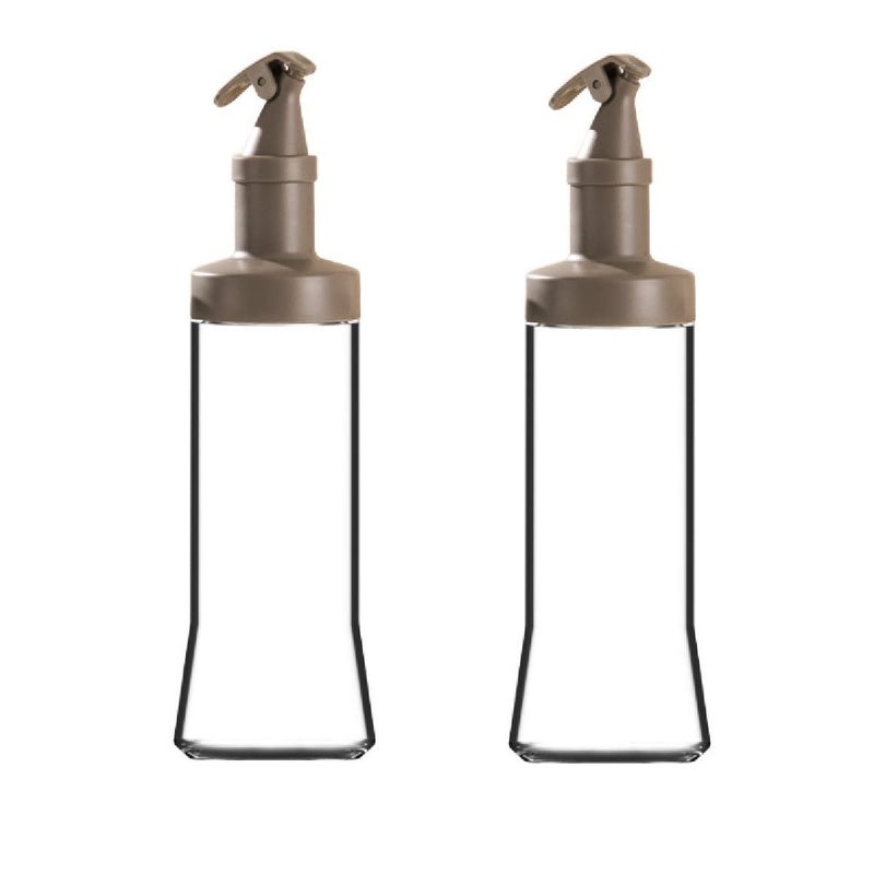 TASKHOUSE Glass Oil Bottle 500ML Vinegar Bottle Glass Oil Bottle Sprayer Dispenser for Home Kitchen Cooking Kitchen Oil Bottle Pack of 2 Grey