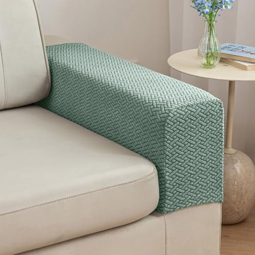 Disayu 2Pcs Couch Arm Covers Armrest Cover for Sofa Sofa Arms Covers Washable Arms with Twist Pins SoftSkinFriendly for Pets Texture Green Armrest Cover - Image 1