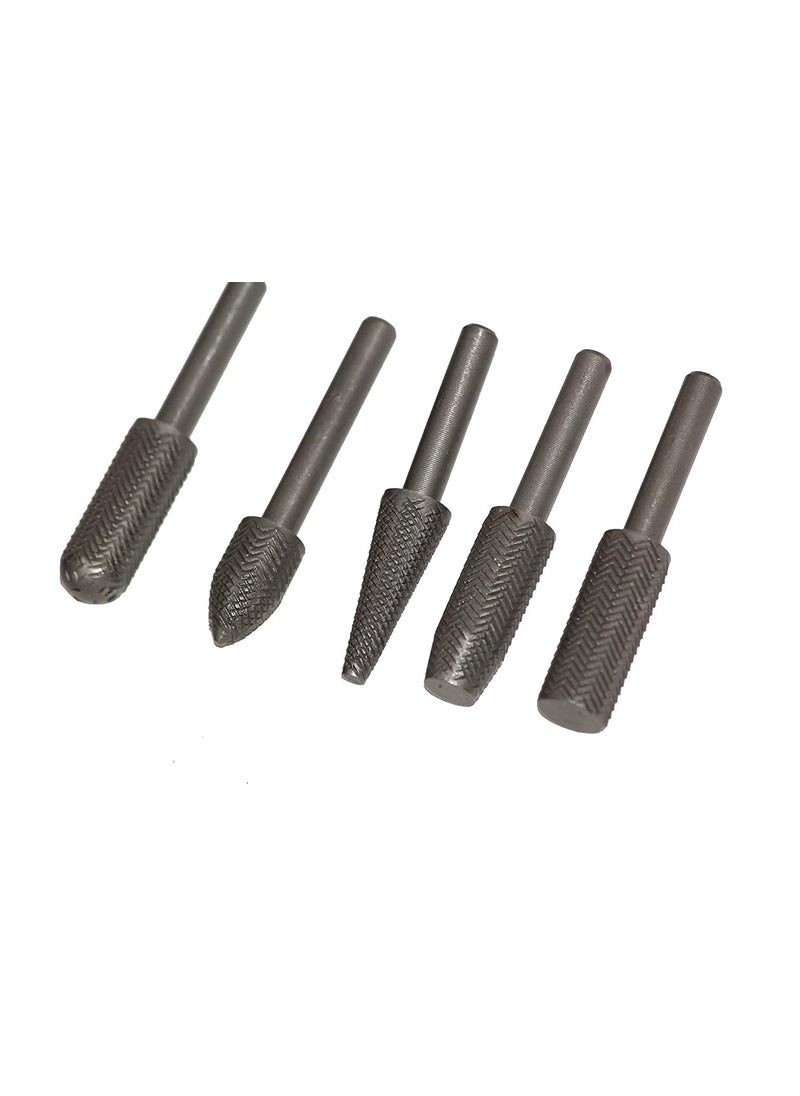 SHB SHB 5PcsSet High Speed Steel Burr Drill Bit Set Wood Carving Rasps for Dremel Shank Burs Tools Cutting Too5pcsset T332W Round  - Image 1