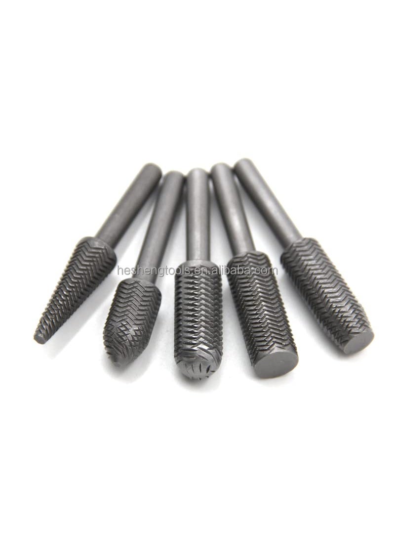 SHB SHB 5PcsSet High Speed Steel Burr Drill Bit Set Wood Carving Rasps for Dremel Shank Burs Tools Cutting Too5pcsset T332W Round  - Image 4