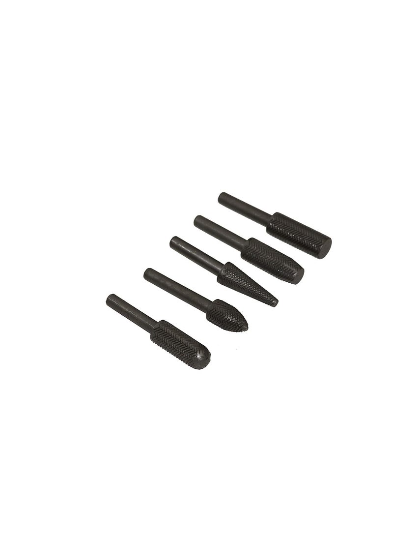 SHB SHB 5PcsSet High Speed Steel Burr Drill Bit Set Wood Carving Rasps for Dremel Shank Burs Tools Cutting Too5pcsset T332W Round  - Image 3