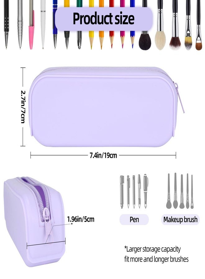 Scartink Silicone Zipper Pencil Bag, Waterproof Pencil Bag, Multifunctional Large-Capacity Storage Bag, Silicone Pencil Pouch Suitable for School Supplies, Cosmetics (Purple) - Image 2