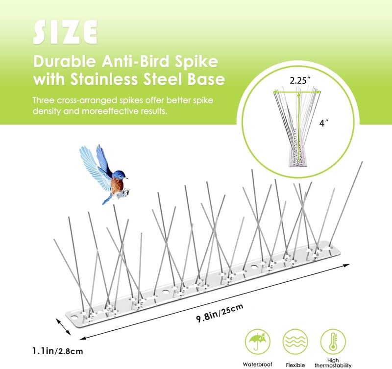 Valibe Pigeon Spikes Stainless Steel Bird Spikes for Outside to Keep Birds Away 86 Pack 70ft Coverage Bird Deterrent Spikes Wire Prevention Spikes for Small Bird Squirrel for Fence Roof Blacony - Image 2