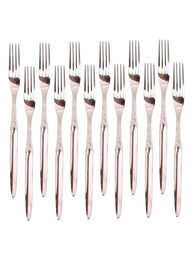 Dev Industries Stainless Steel Tea/Pastry Fork, Pack of 6, Stainless Steel, 14 cm (17 Gauge),Silver (17Gauge)(Fork_(Fusion_Design)_12pcs_Set, Small) - Image 1