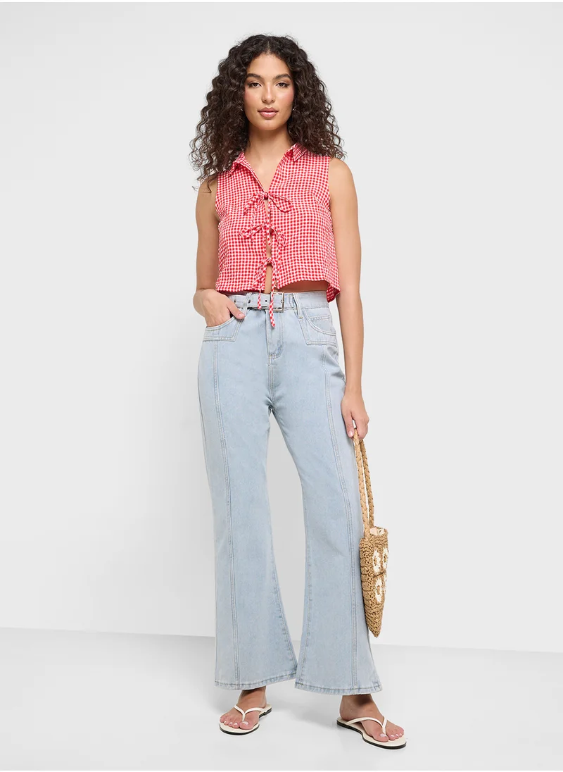 جينجر High Waist Wide Leg Jeans