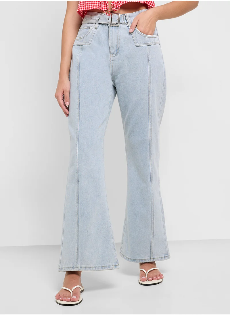 جينجر High Waist Wide Leg Jeans