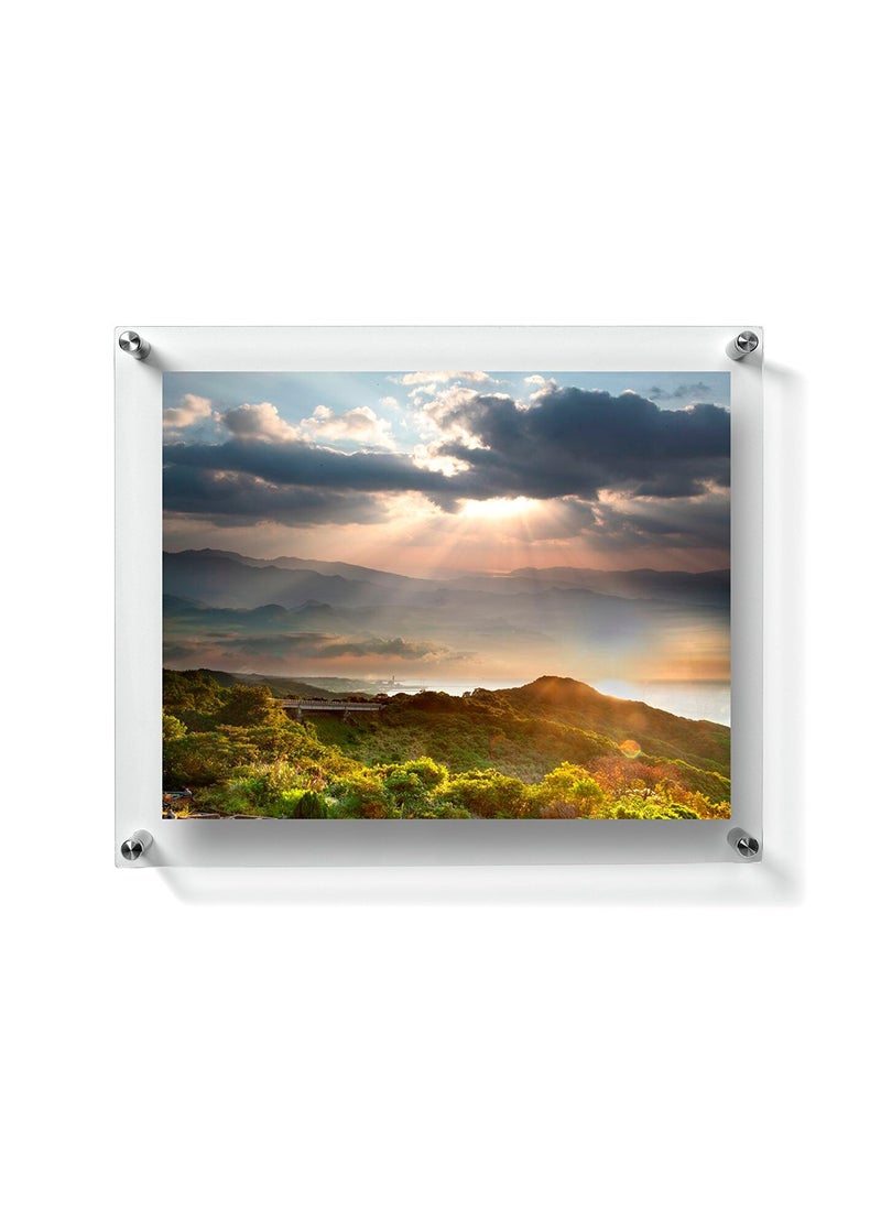 Paper Plane Design - Paper Plane Design Double Panel Clear Acrylic Floating Frame with Silver Hardware for Art & Photos (11 in x 17 in) - Image 1