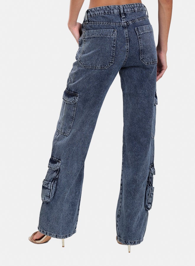 Clue Denim Cargo Pants - Image 4