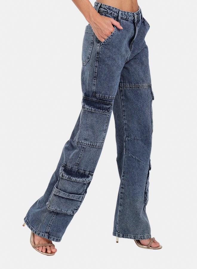 Clue Denim Cargo Pants - Image 3