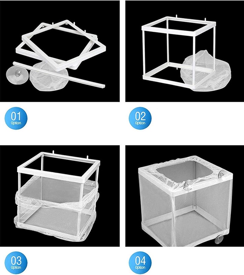 COMOK Fish Hatchery Breeder Box Aquarium Separation Net Nylon Incubator Mesh Fish Breeding Tanks Isolation Box White Square 20PCS - Image 4