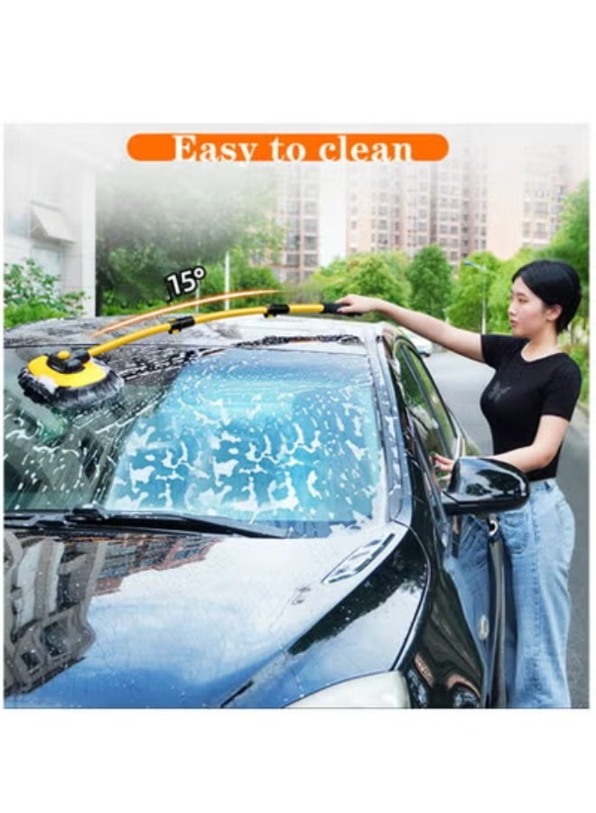 Elbow Chenille Car Washing Brush – 15° Bending Telescopic Long Handle Cleaning Tool with Aluminum Alloy Rod for Cars & SUVs , Yellow/Black - Image 2