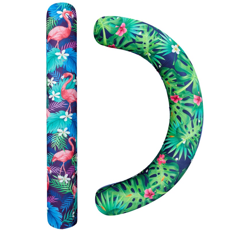 Parentswell Inflatable Swimming Noodles Set 2 Pack Fabric Covered Pool Floats for Adults Pool Noodles Curved Swimming Pool Float for Summer Beach Pool Party Games Vacation Sea Beach Lake Flamingo Green - Image 2