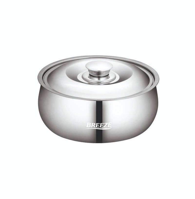 BREEZE 1500ml Stainless Steel Insulated Thermal Serving Bowl, Double Wall, Belly Shape Casserole with Self Locking Lid, Silver - Image 2