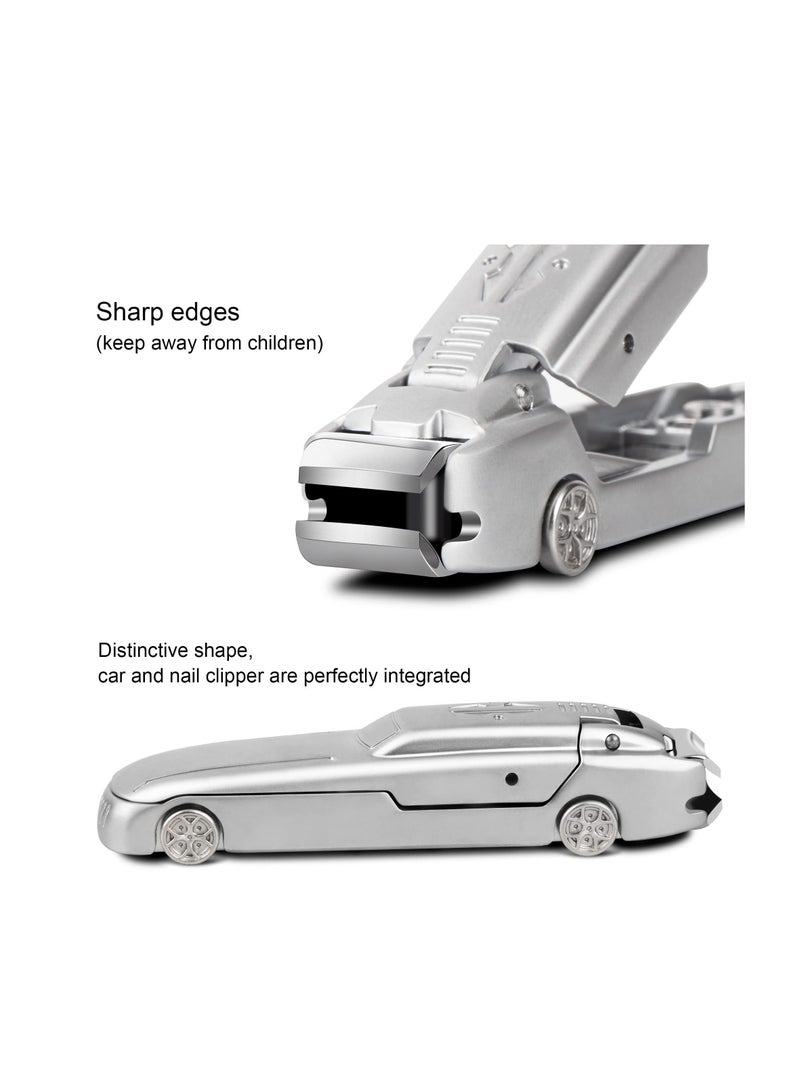 Y&D Nail Clipper Set, Creative Car Styling Stainless Steel Fingernail Cutters, Splash-Proof Design with Beautiful Metal Case, Box and File, for Pedicure, Men & Women - Image 4