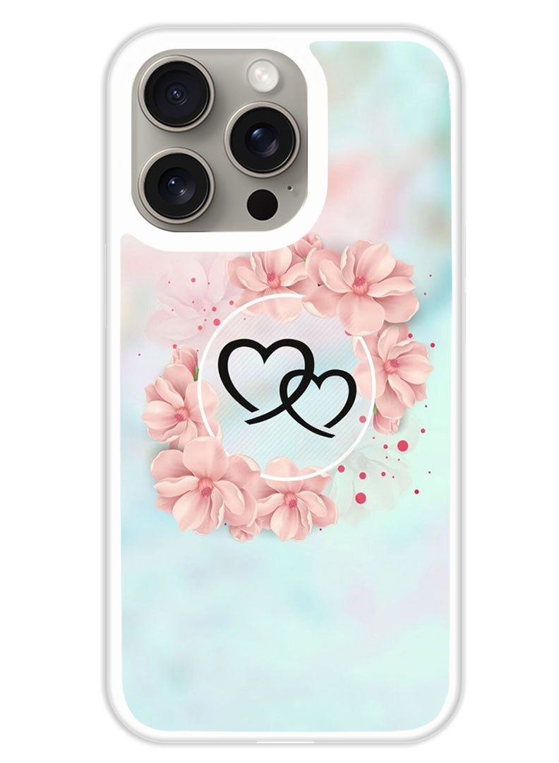 Theodor Protective Case Cover For APPLE IPHONE 15 Pro Hearts (White Bumper) - Image 1