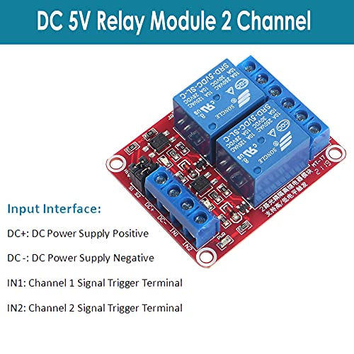 AEDIKO 4pcs DC 5V Relay Module 2 Channel Relay Board with Optocoupler Support High or Low Level Trigger - Image 4