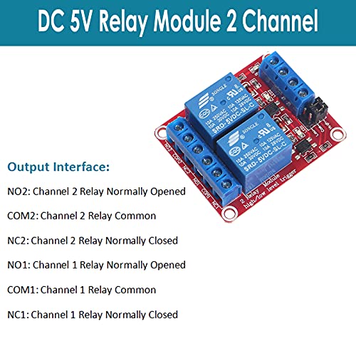 AEDIKO 4pcs DC 5V Relay Module 2 Channel Relay Board with Optocoupler Support High or Low Level Trigger - Image 3