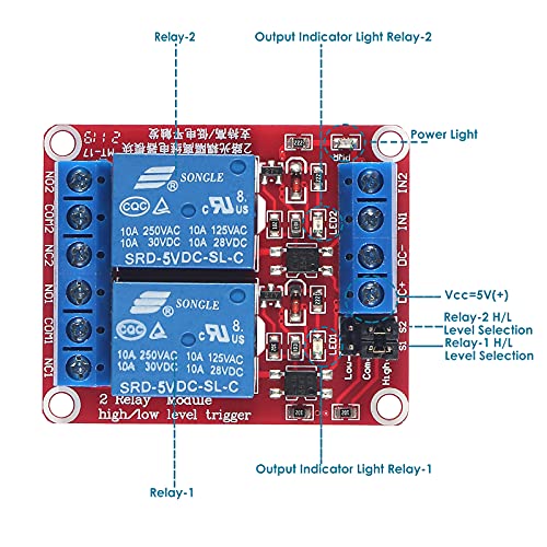 AEDIKO 4pcs DC 5V Relay Module 2 Channel Relay Board with Optocoupler Support High or Low Level Trigger - Image 5