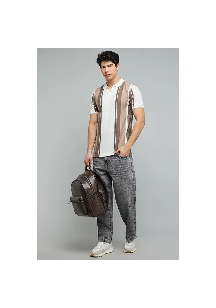 R&b Striped Polo T-Shirt with Short Sleeves