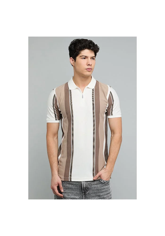 R&b Striped Polo T-Shirt with Short Sleeves