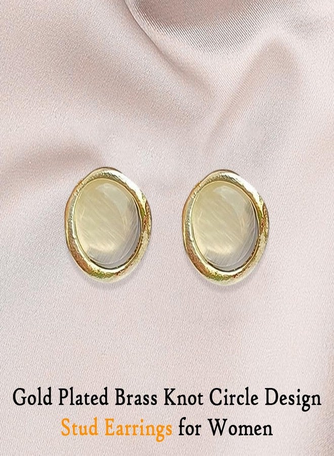 FHF Gold Plated Brass Knot Circle Design Stud Earrings for Women & Girls | 1 cm | Lightweight Earring Set - Image 4
