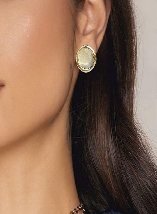 FHF Gold Plated Brass Knot Circle Design Stud Earrings for Women & Girls | 1 cm | Lightweight Earring Set - Image 3