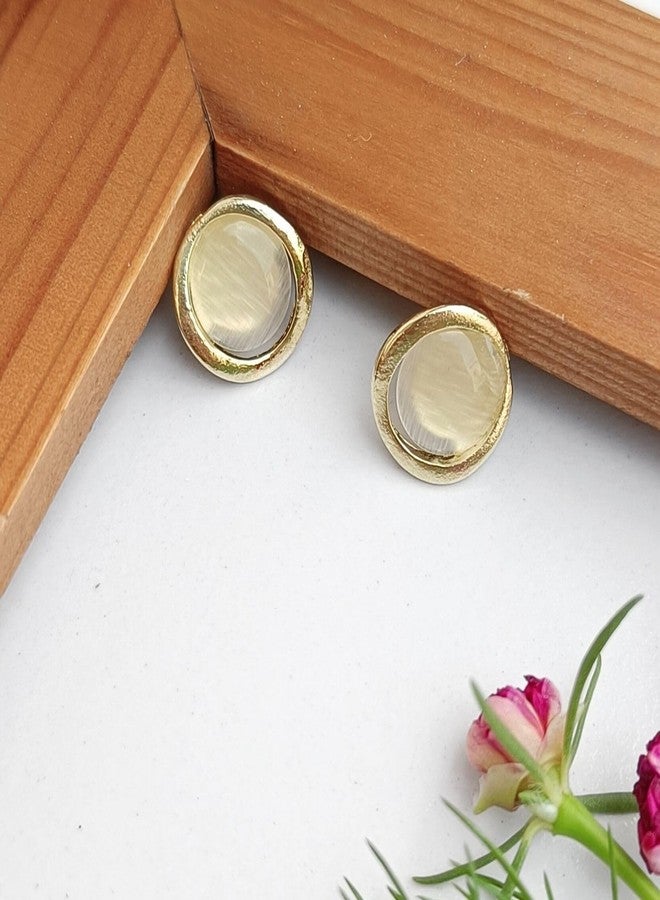 FHF Gold Plated Brass Knot Circle Design Stud Earrings for Women & Girls | 1 cm | Lightweight Earring Set - Image 2