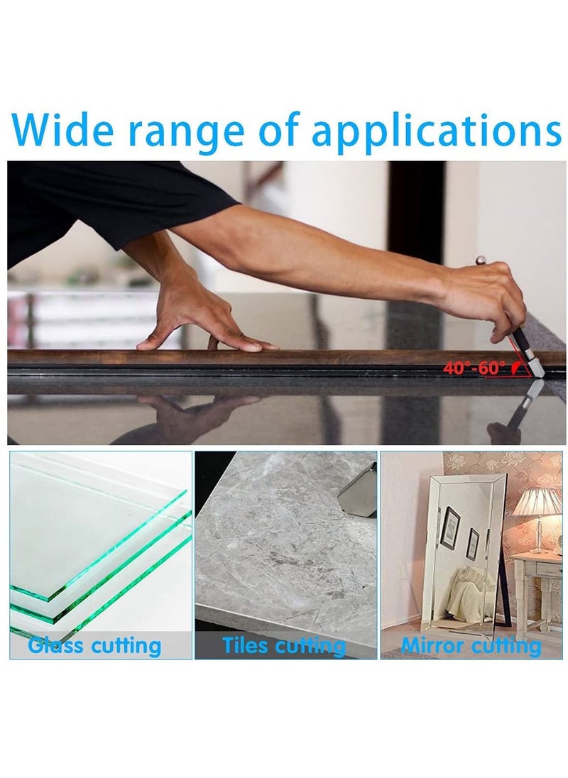 KASTWAVE Glass Cutter, Glass Cutters Tool for Thick Glass Tiles Mirror Mosaic Cutting in The Range 2-22cm, Tile Cutter Diamond Glass Cutter with Ergonomic Handle and Replaceable 3 Carbide Cutting Heads  - Image 4