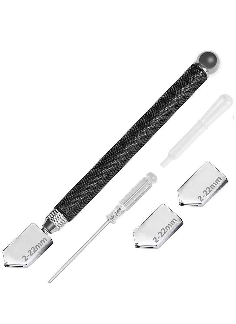 KASTWAVE Glass Cutter, Glass Cutters Tool for Thick Glass Tiles Mirror Mosaic Cutting in The Range 2-22cm, Tile Cutter Diamond Glass Cutter with Ergonomic Handle and Replaceable 3 Carbide Cutting Heads  - Image 1