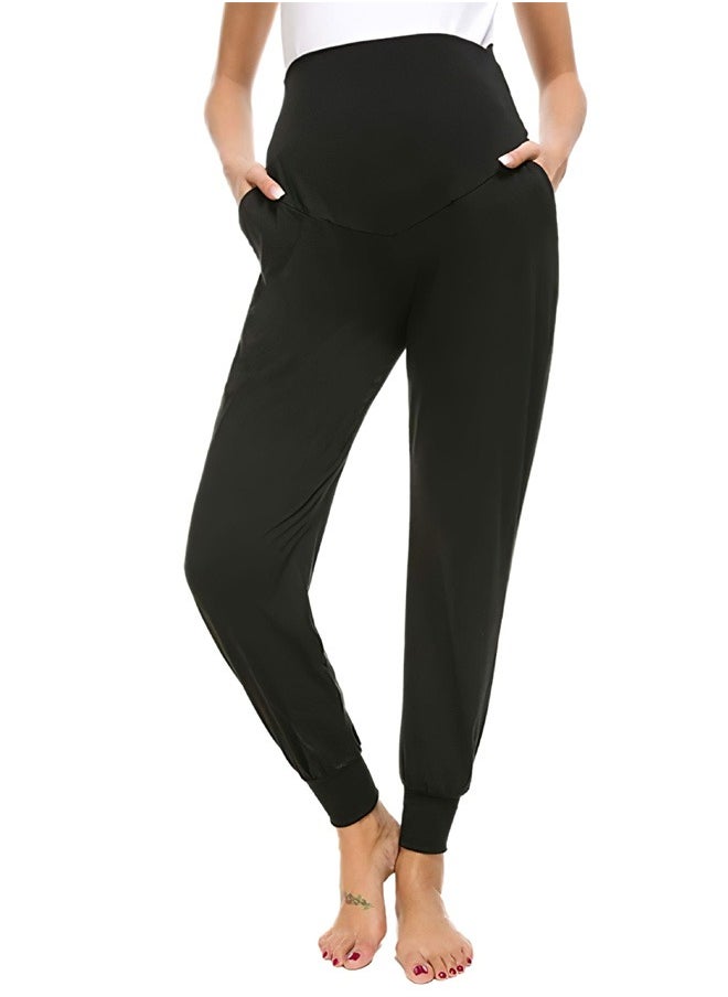 Beauenty - Women's Maternity Pants Over Belly Lounge Pajamas Clothes Pregnancy Must Haves Joggers with Pockets - Image 1