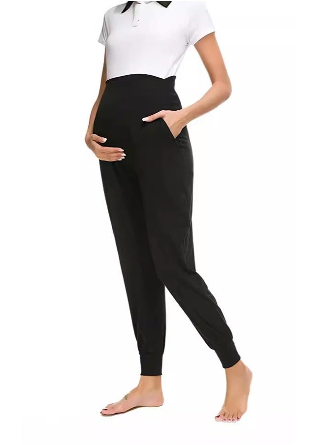 Beauenty - Women's Maternity Pants Over Belly Lounge Pajamas Clothes Pregnancy Must Haves Joggers with Pockets - Image 1