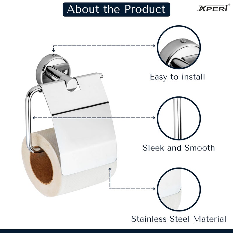 Xpert Tissue Roll Holder for Bathroom by Xpert, Pack of 1 - Toilet Tissue Holder & Bathroom Tissue Holder, Made of Stainless Steel. Toilet roll Holder for Bathroom - Image 2