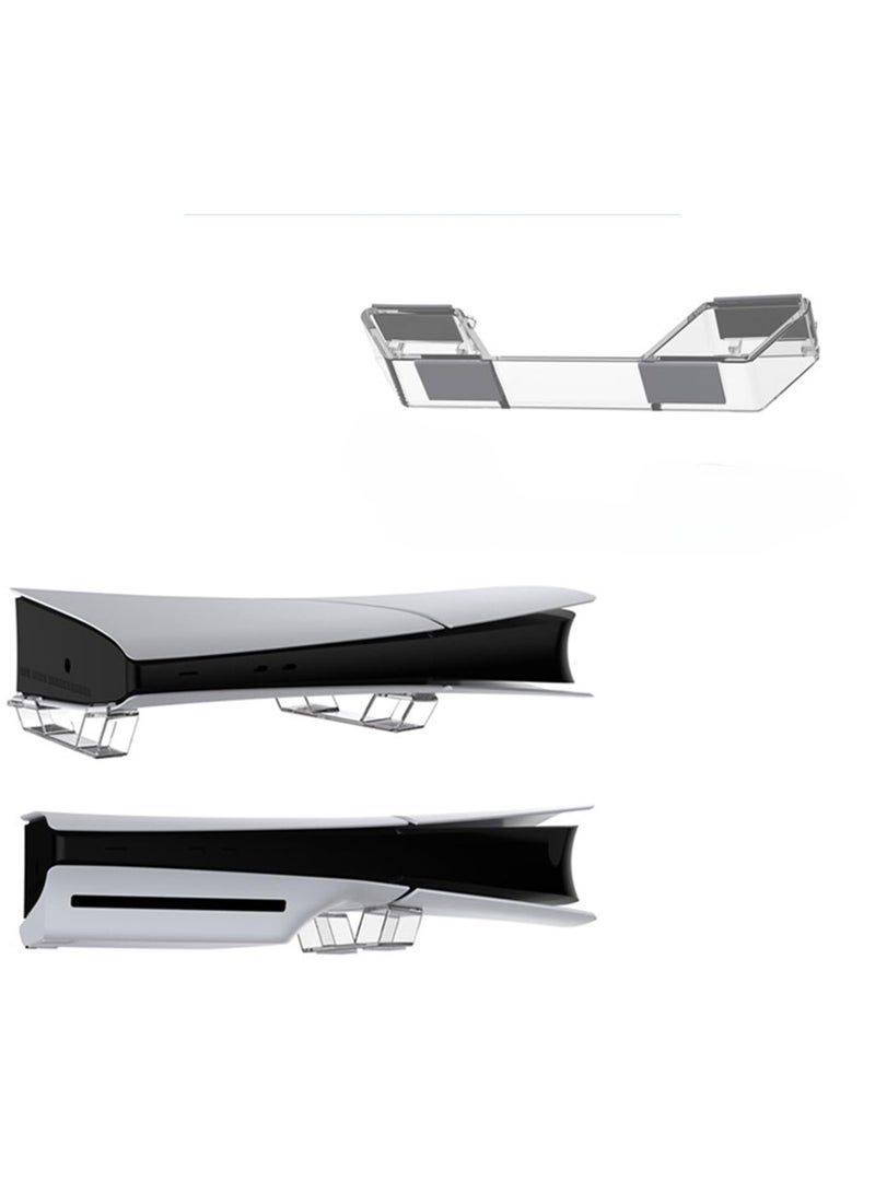 Horizontal Stand For PS5 Slim Console Base Stand Accessories Compatible with PS 5 Slim Disc & Digital Editions Storage Stand Holder (Transparent)  - Image 1