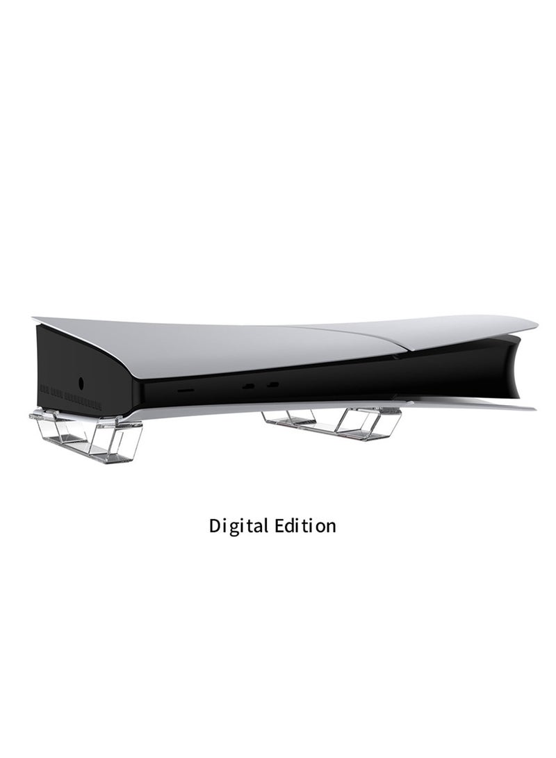Horizontal Stand For PS5 Slim Console Base Stand Accessories Compatible with PS 5 Slim Disc & Digital Editions Storage Stand Holder (Transparent)  - Image 2
