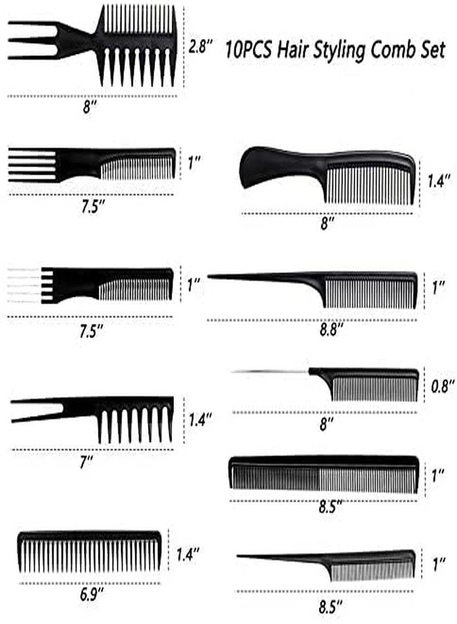VDHJA Professional Hair Comb Set for Men & Women - Anti-Static Styling, Cutting, Detangling & Parting Combs for Salon & Home Use(10 PSC SET) - Image 2