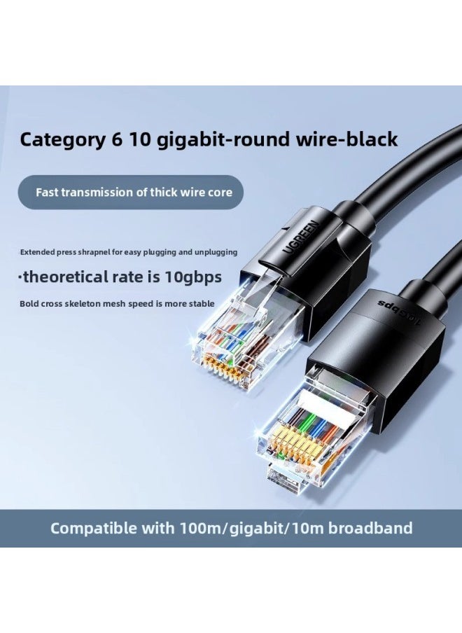 Generic - Green Internet Cable Household Gigabit Super Six Cat6 Connection Line Computer Broadband Router Network General Finished Product-Colour:Category 6e 10 Gigabit [round Line-black] Is Faster And More Stable-Line Length:20m - Image 1